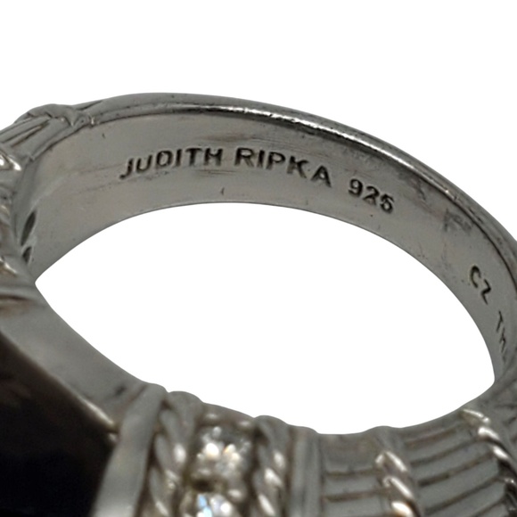 Judith Ripka Sterling Silver Smokey Quartz & CZ Ring Size 7 #21031 - Picture 10 of 11